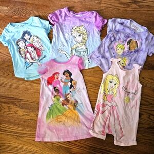 Disney Princess Girls' T-Shirts and Dress Bundle, Sizes 4-6